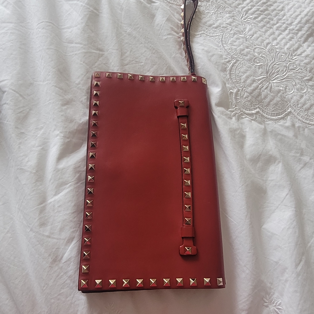 VALENTINO Red Studded Clutch